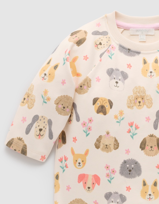 Purebaby - Sweet Pup Thick Long Sleeve Tee-Kids-Babies