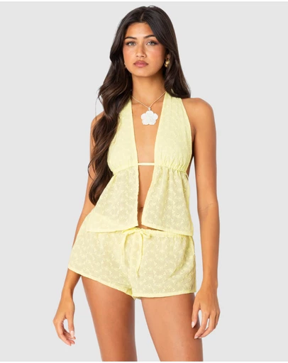 EDIKTED - Cayenne Eyelet Split Front Top