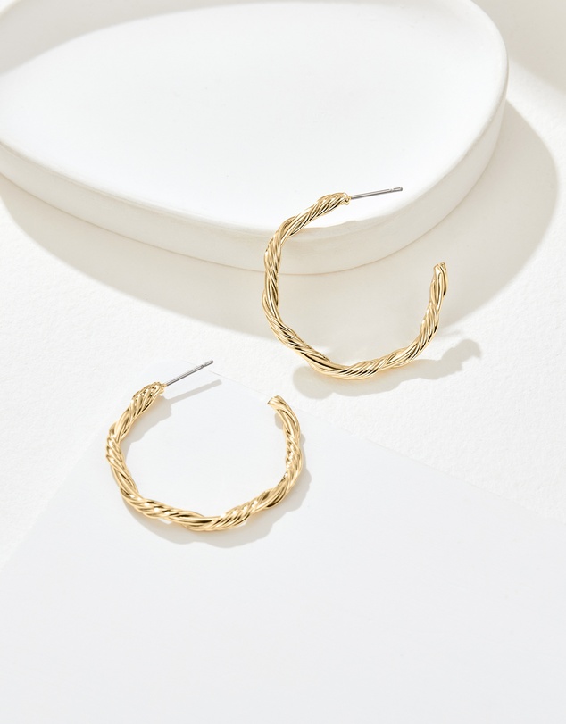 Mestige - Solar Twist Hoops 30mm - 18K Gold Plated