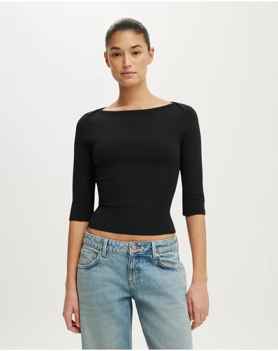 Cotton On - 90S Boatneck ¾ Sleeve
