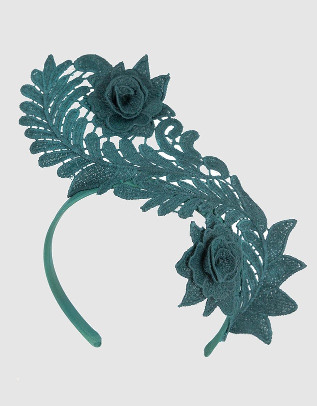 Max Alexander - Teal Lace Crown Headband Fascinator