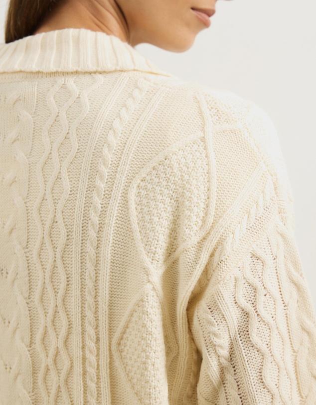 Atmos&Here - Faye Cable Knit Pullover With Collar
