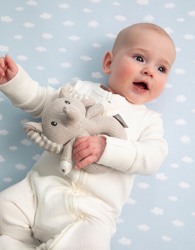 Living Textiles - 2 Pack Organic Cot Fitted Sheet - Elephant Playtime