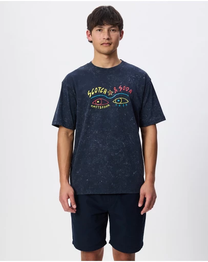 Scotch & Soda - Front Artwork Relaxed-Fit Snow-Washed T-Shirt