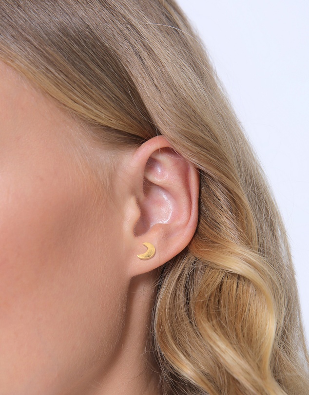 Elli Jewelry - Earrings Crescent Gold Matte Finish 925 Sterling Silver Gold-plated