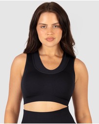 B Free Intimate Apparel - Double Racer Seamless Padded Sports Bra (B-C-D-DD-E-F-G-H) Cup