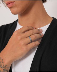 Kuzzoi - ICONIC EXCLUSIVE - Ring Men Classic Matt Look Oxidised in 925 Sterling Silver