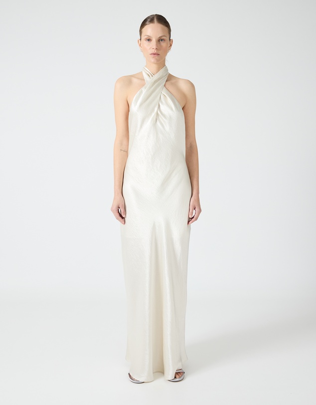 Third Form - Crush Wrap Neck Floor Length