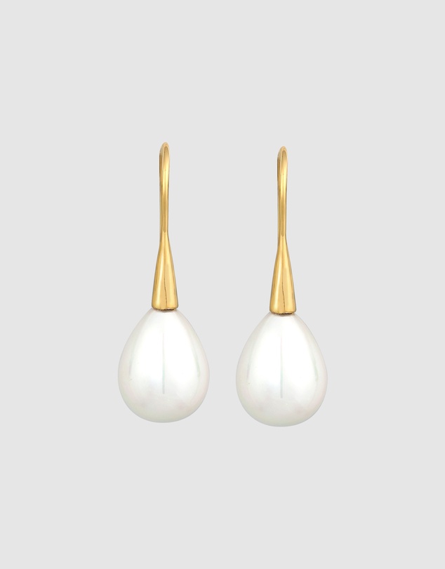 Elli Jewelry - Shell Pearl Drop Earrings in Gold-Plated 925 Silver