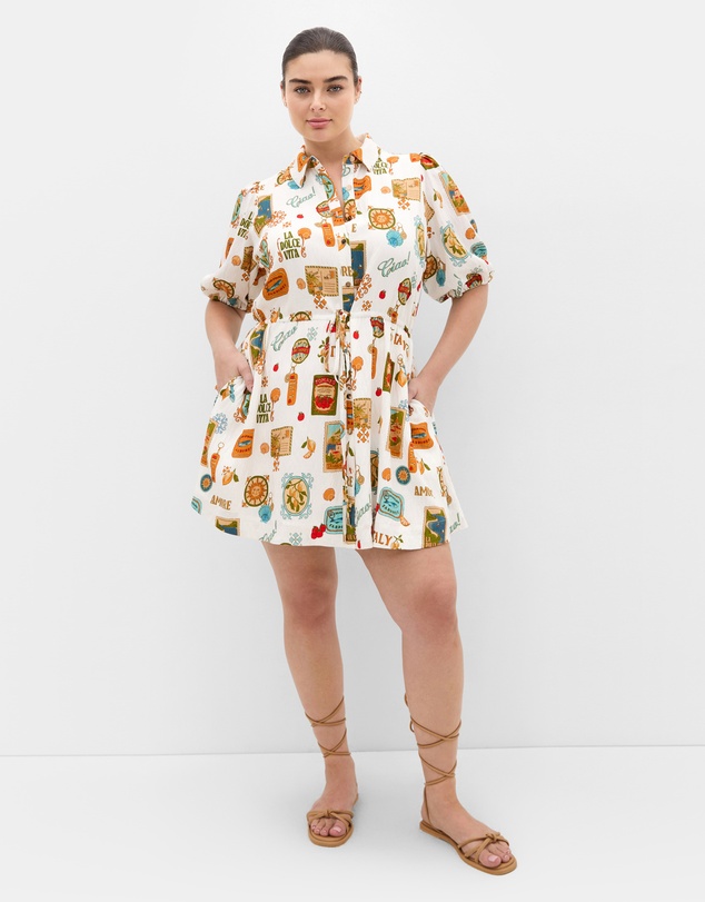City Chic - Plus size Amore Print Mini Dress - ivory