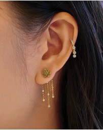 Ania Haie - Gold Floral Tassel Drop Stud Earrings