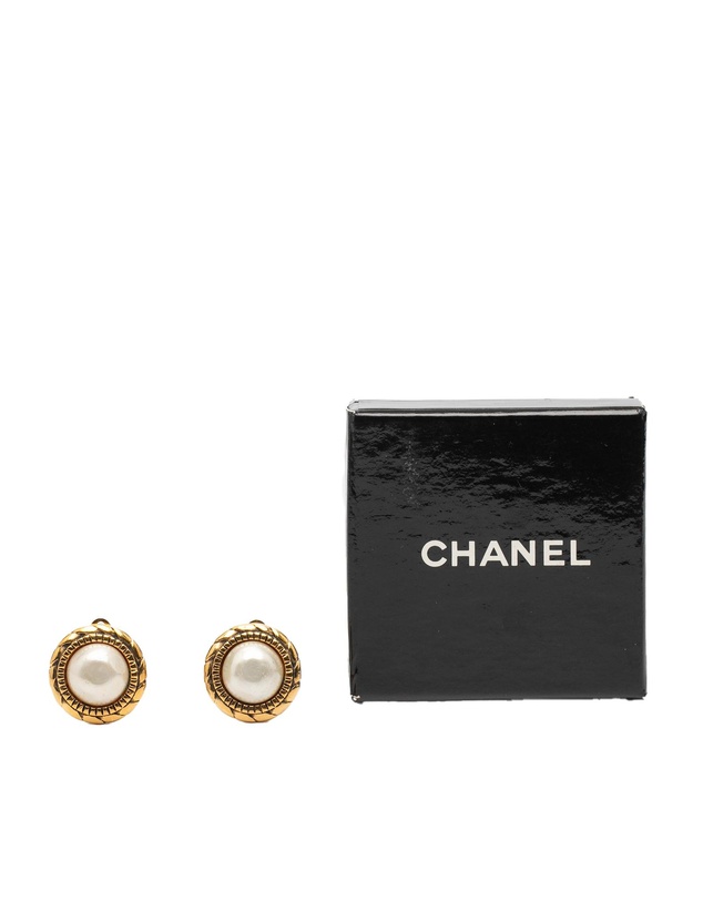 Pre-Loved by Azura Reborn - Pre-Loved Gold Plated Faux Pearl Round Clip on Earrings