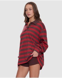 Thrills - Conditions Apply Stripe Long Sleeve Polo