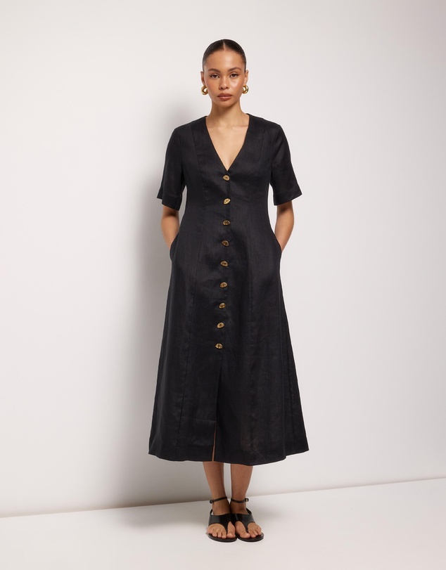 AERE - Rani Linen Midi Dress