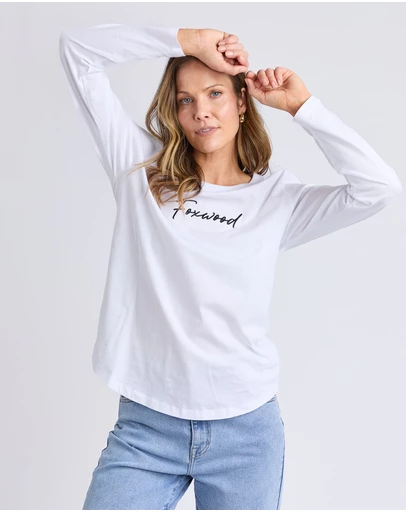 Foxwood - Signature Long Sleeve Tee White