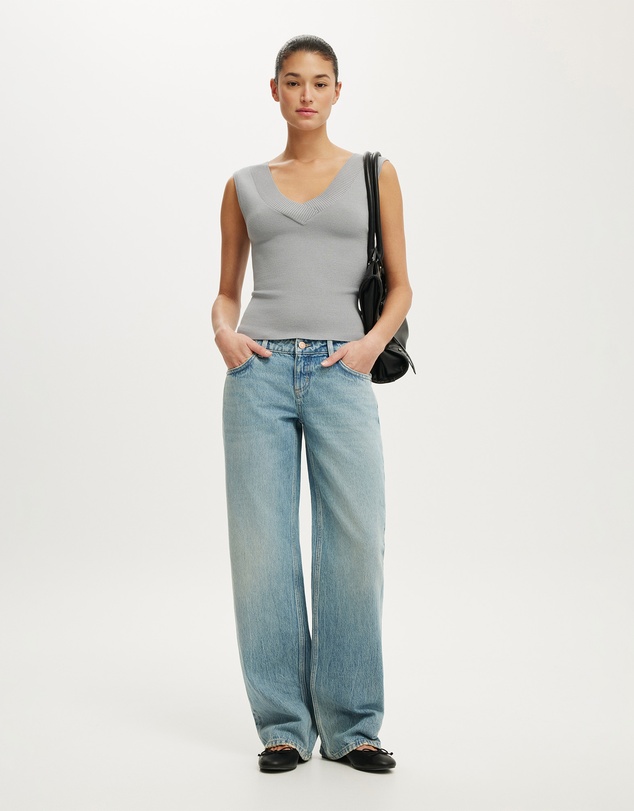 Cotton On - Double Knit V Neck Tank