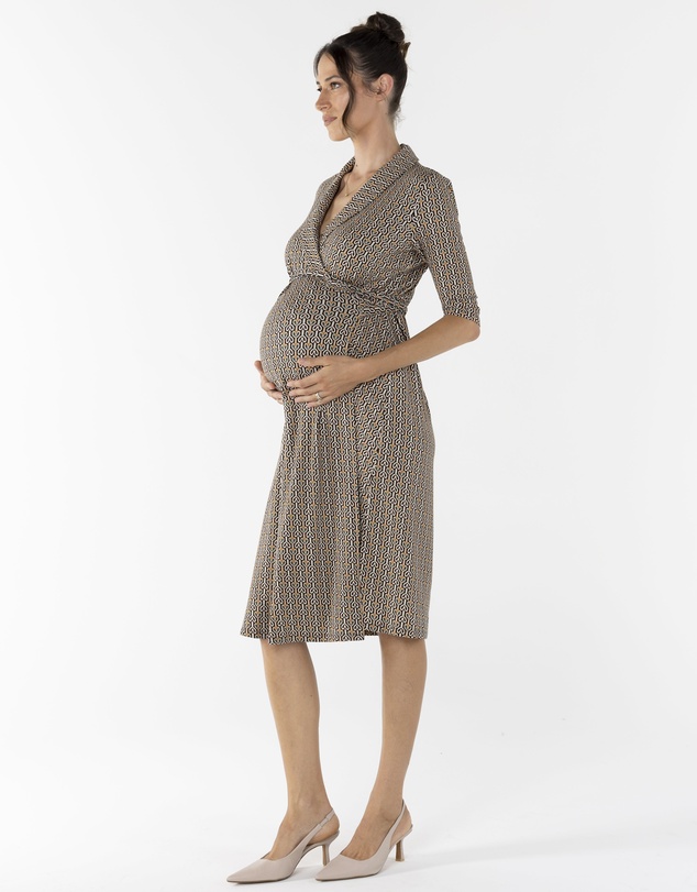 Angel Maternity - Eve Maternity Classic Wrap Dress in Link Print