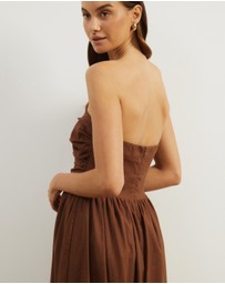 Atmos&Here - Laura Strapless Linen Blend Midi Dress