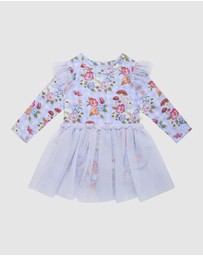 Fleur Harris - 'Curious Bunny' Long Sleeve Tutu Bodysuit Dress in Cornflower