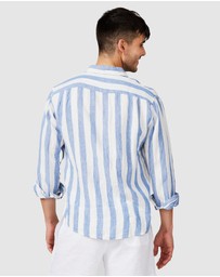 Vacay Swimwear - Blue Stripe Linen Shirt