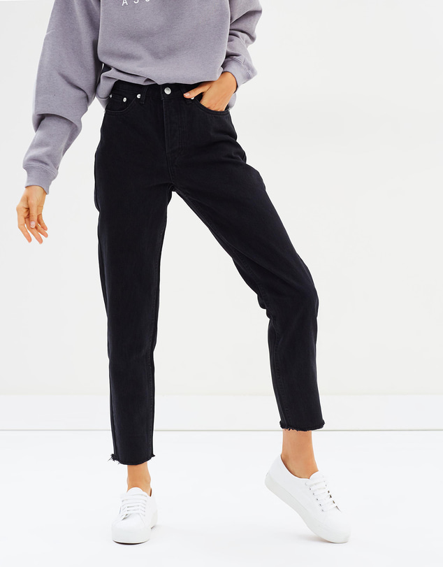 Assembly Label - High Waist Rigid Frayed Jeans