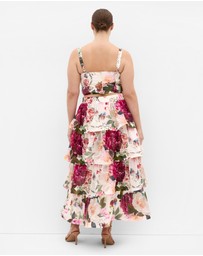 City Chic - Plus size Bianka Botanical Print Tiered Skirt - creme