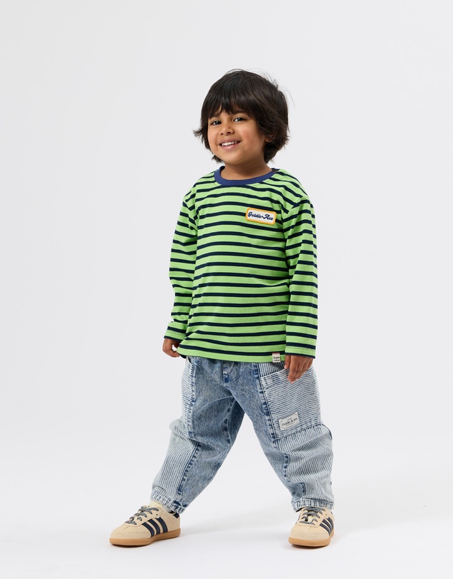 Goldie + Ace - Long Sleeve Stripe Logo Top - Babies-Kids