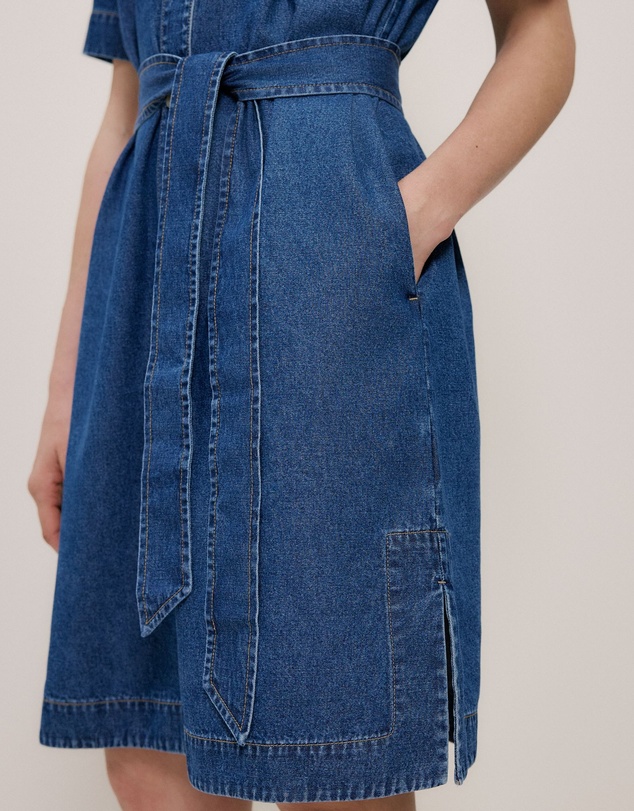Trenery - Denim Belted Shirt Dress in Mid Blue