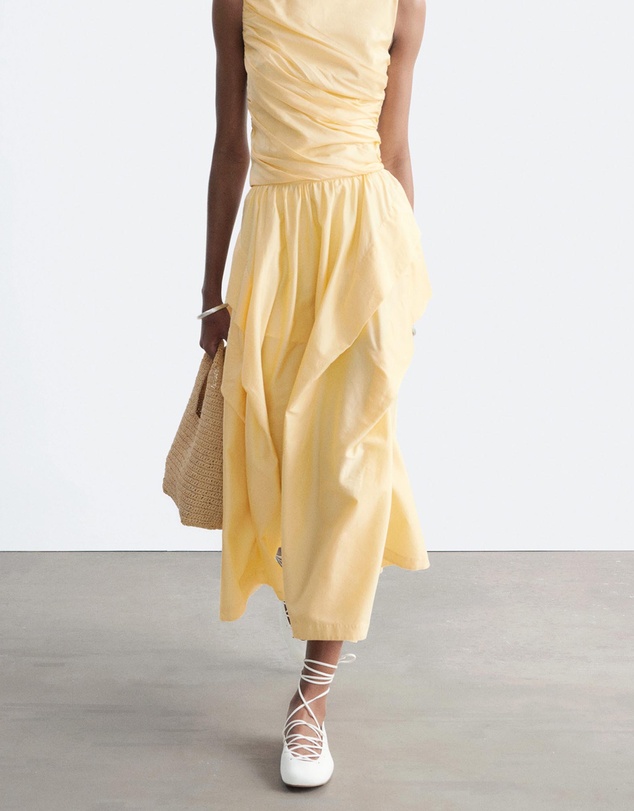 & Other Stories - Gathered Cotton Midi Skirt
