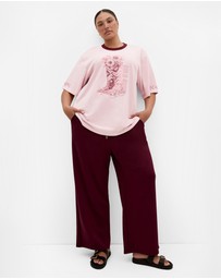 City Chic - Plus size Rodeo Oversized Cotton Tee - rose