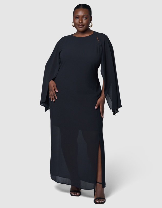 Pink Dusk by Curve Project - Eclipse Cape Maxi Dress
