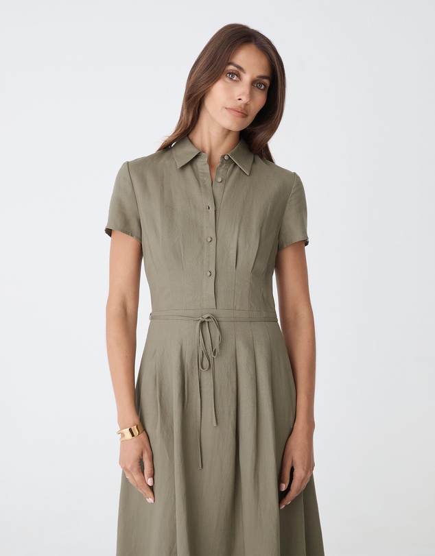 Forcast - Sophie Pleat Waist Linen Dress