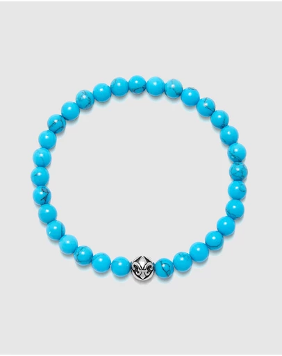Nialaya Jewellery - Men's Wristband with Turquoise and Silver
