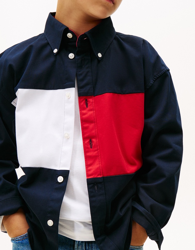 Tommy Hilfiger - Heritage Regular Fit Colour-Blocked Back Flag Shirt - Kids