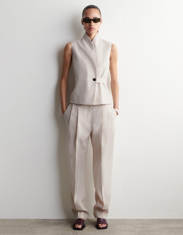 COS - Shawl-Collar Belted Linen Waistcoat