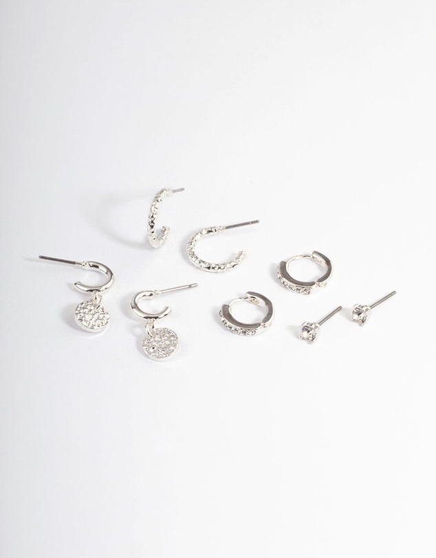 Lovisa - Silver Molten Disc Earrings 4-Pack