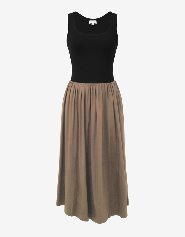 Forcast - Soho Knit & Poplin Midi Dress