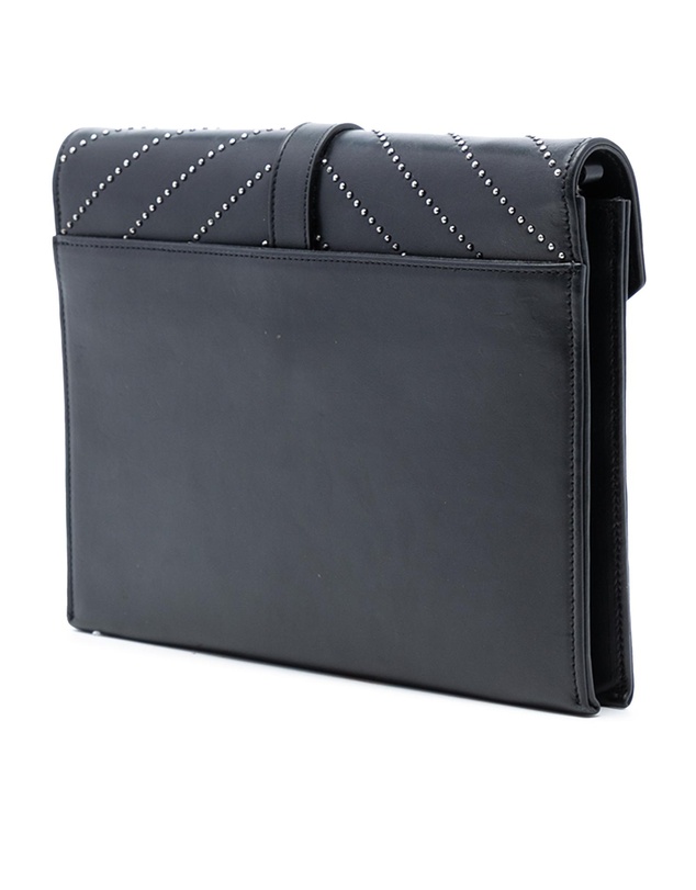Pre-Loved by Azura Reborn - Pre-Loved Studded Chevron Calfskin Monogram Envelope Chain Flap