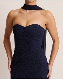 Six Stories - Lace Corset Maxi Dress with Neck Scarf