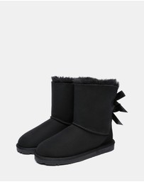 EVERAU - EverAU Ugg Short Back Bow Sheepskin Upper UGG Boots