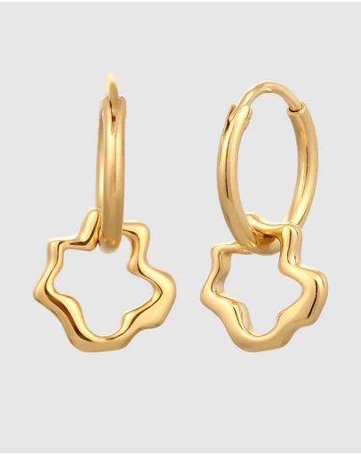 Elli Jewelry - Floral Hoop Earrings in Gold-Plated 925 Silver