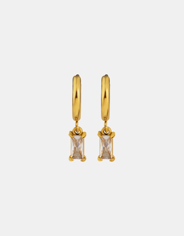 Zoe Olivia - Waterproof Mini Emerald Cut Pendant Hoops