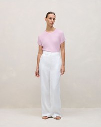Trenery - Linen Cotton Cable Knit T-shirt in Soft Lilac