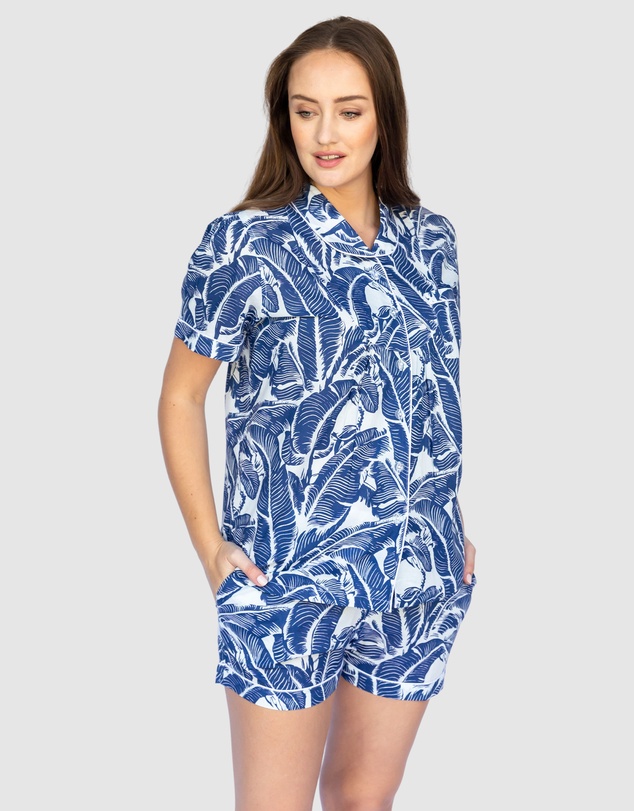 Sant And Abel - Women's Martinique® Blue Banana Leaf Short PJ Set