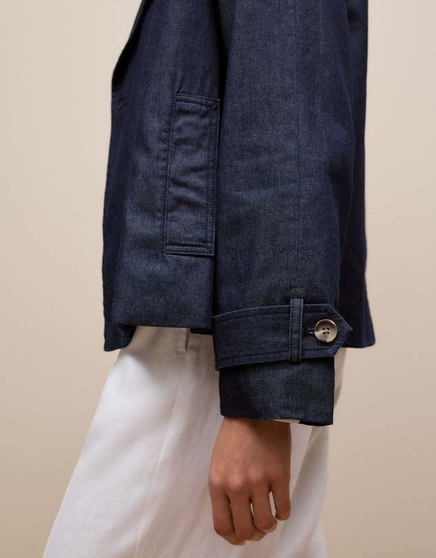 Trenery - Denim Cropped Trench in Indigo Rinse