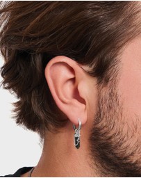 THOMAS SABO - Crystal Single Hoop Earring with Golden Blue Tiger's Eye