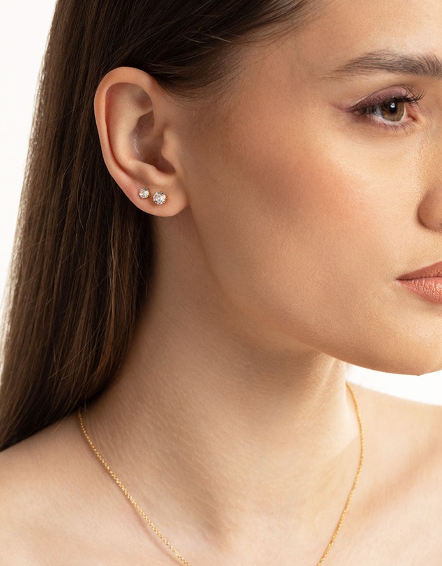 Lovisa - Waterproof Gold Plated Stainless Steel Cubic Zircconia Stud Earring Pack