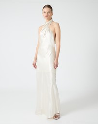 Third Form - Crush Wrap Neck Floor Length