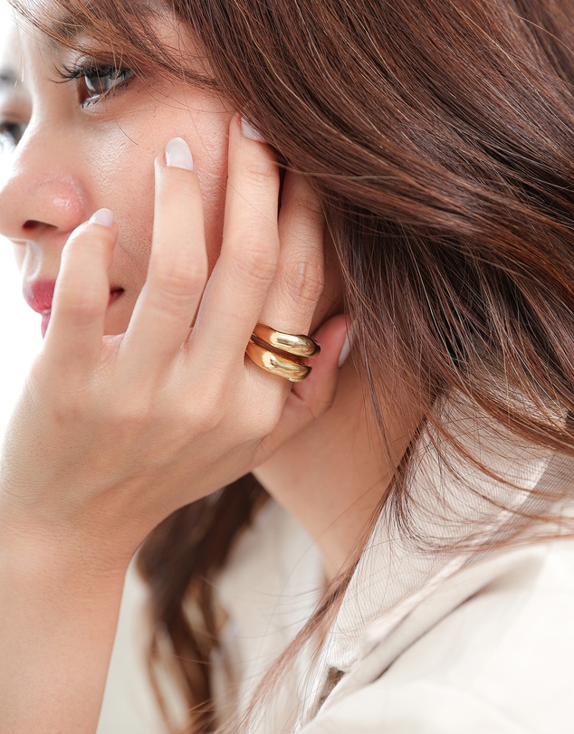Elli Jewelry - Chunky Band Ring in Gold-Plated 925 Silver
