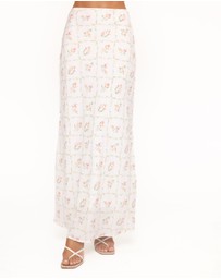 Petal & Pup - Steele Bias Maxi Skirt - White Vintage Floral